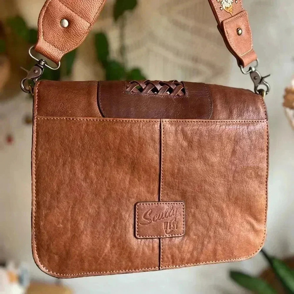 Scully West Tooled Leather Crossbody Bag - 11x8 Western Satchel - Picture 5 of 14